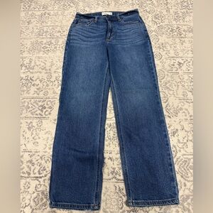 Abercrombie & Fitch Dark Blue Straight Leg Ankle Ultra High Rise Jeans